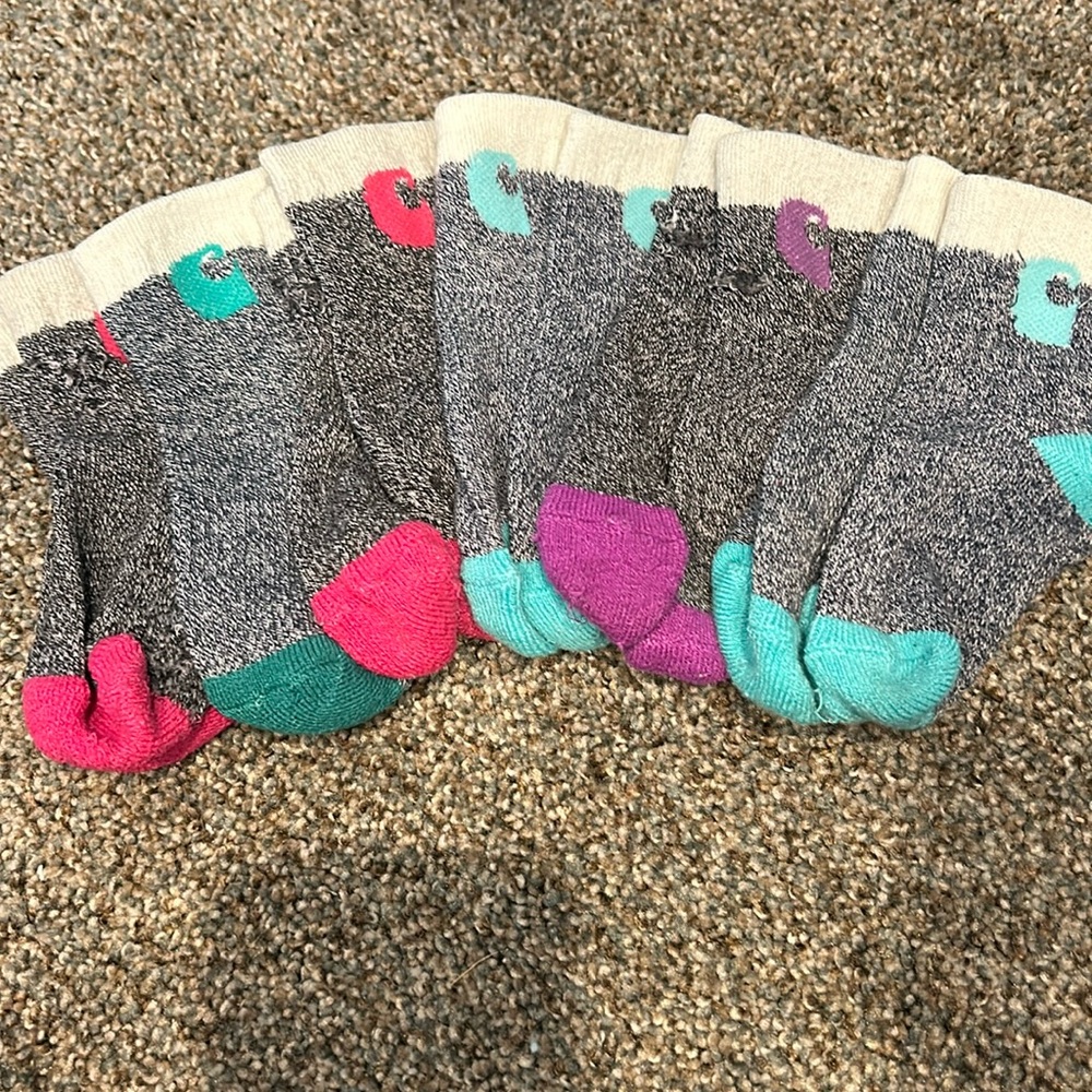 Carhartt Socks Crew 6 Pack Baby Toddler 12-24 Months Pink Teal Purple